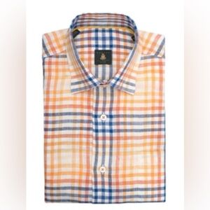 Robert Talbott Anderson Wide Spread Collar Check Design L/S Shirt sz M